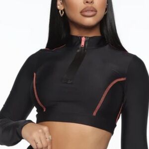 Fashion Nova Black Cropped Top Jacket